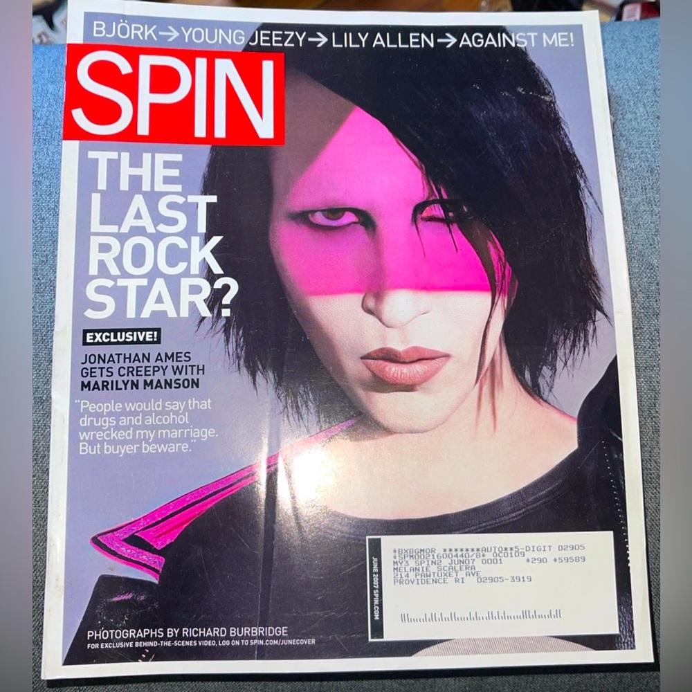Spin Magazine June 2007 Marilyn Manson Bjork Young Jeezy Lily Allen Shaun White